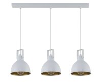 H&auml;ngelampe 3-flammig Wei&szlig; Gold L:60 cm Industrial