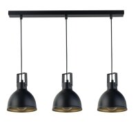 Industrie Pendelleuchte Schwarz Gold Metall 3-flammig