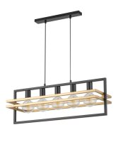 H&auml;ngelampe Design Gold Schwarz E27 5-flammig aus Metall