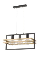 Dekorative H&auml;ngelampe Metall Schwarz Gold G9 52 cm lang