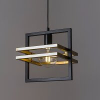 Design H&auml;ngelampe Schwarz Gold Metall B:26 cm elegant