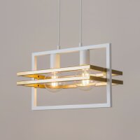 Metall Hängelampe Weiß Gold E27 lang 40,5 cm...