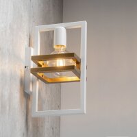 Weiße Wandlampe Gold Metall klein H:31 cm eckig E27