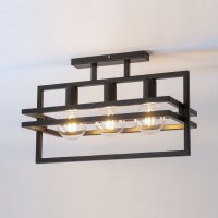 Metall Deckenleuchte Schwarz 3-flammig E27 52 cm lang