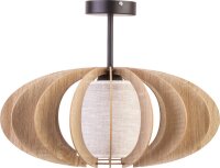Deckenleuchte Eiche Holz Stoff Beige E27 &Oslash;51 cm gro&szlig;