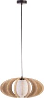 H&auml;ngelampe Eiche Holz Stoff &Oslash;44 cm bis 0,9 m...