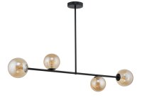Kugel Deckenleuchte Bernstein Glas Schwarz Metall G9