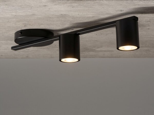 Deckenleuchte GU10 Schwarz Metall 46 cm lang 2-flammig