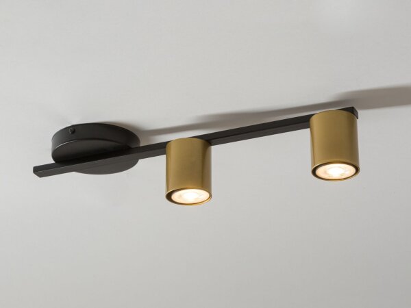 Längliche Deckenleuchte Schwarz Gold Metall GU10 46 cm