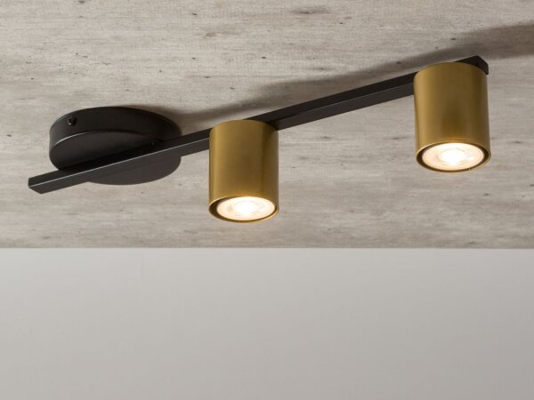 Längliche Deckenleuchte Schwarz Gold Metall GU10 46 cm