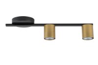 L&auml;ngliche Deckenleuchte Schwarz Gold Metall GU10 46 cm