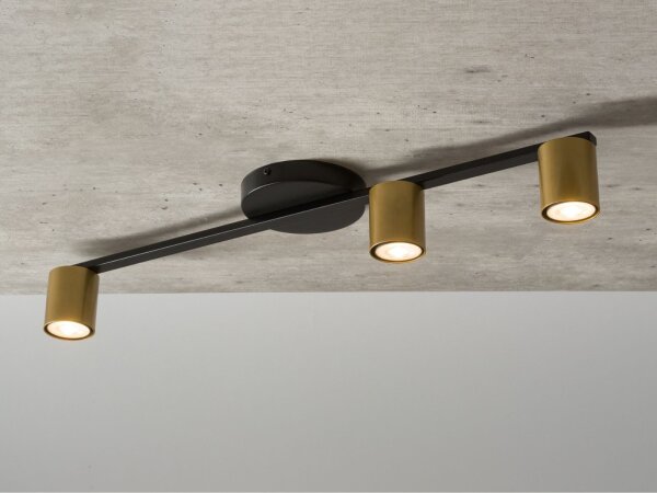 Deckenlampe Schwarz Gold GU10 Metall Zylinder stilvoll