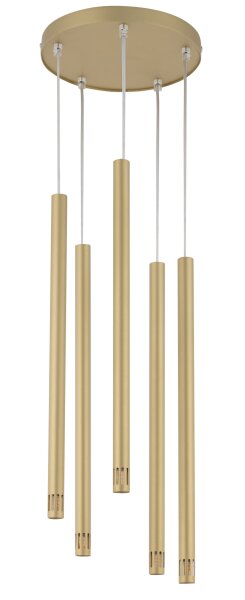 Goldene Hängelampe Metall Zylinder Modern 5-flmg rund
