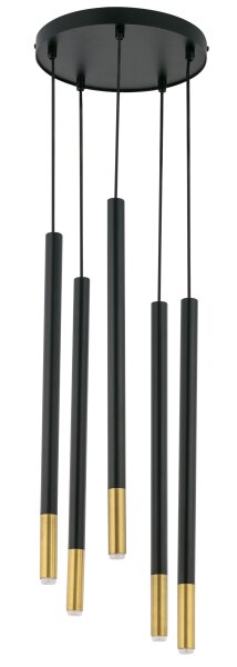Runde Pendellampe Schwarz Gold Messing Ø25 cm dekorativ