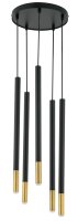 Runde Pendellampe Schwarz Gold Messing &Oslash;25 cm dekorativ