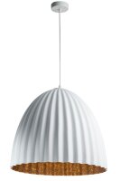 Loft Pendelleuchte Wei&szlig; Kupfer Metall Riffel &Oslash;50 cm E27