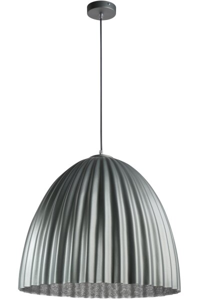Loft Hängelampe Metall Silber geriffelt Ø50 cm rund E27