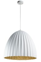 Pendelleuchte Metall Wei&szlig; Gold &Oslash;70 cm E27 Loft Design