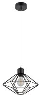 Runde H&auml;ngelampe Schwarz Metall E27 &Oslash;28 cm stylisch