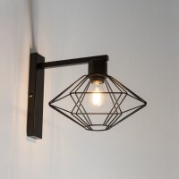 Wandlampe Metall Draht Schwarz E27 T:35 cm dekorativ