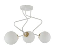Deckenlampe 3-flammig Wei&szlig; Gold Metall Glas satiniert