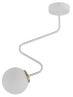 Deckenleuchte Wei&szlig; Glas Metall geschwungen L:32 cm