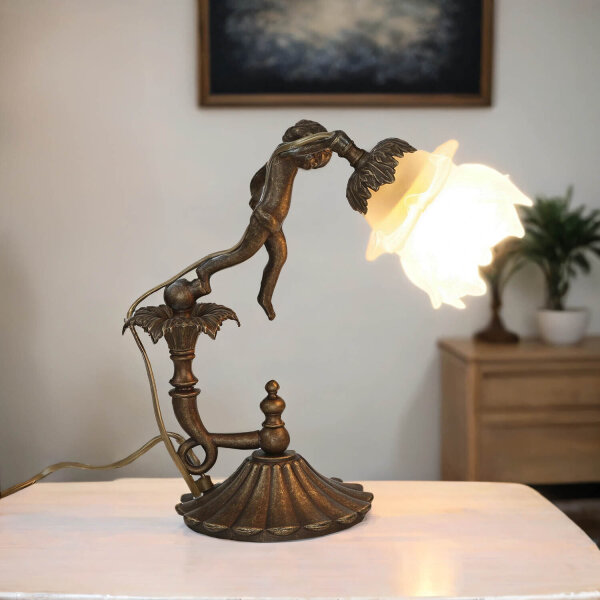 Premium Tischleuchte Putte in Bronze