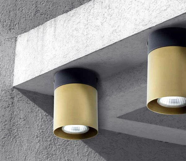Aufbaustrahler Metall Schwarz Gold Ø8 cm elegant