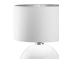 Nachttischlampe Glas Stoff Weiß Silber 54 cm...