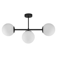 Deckenlampe 3-flammig Schwarz Weiß Glas Metall