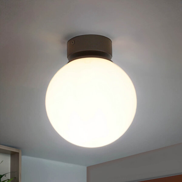 Deckenleuchte E27 Schwarz Weiß Glas Metall Modern