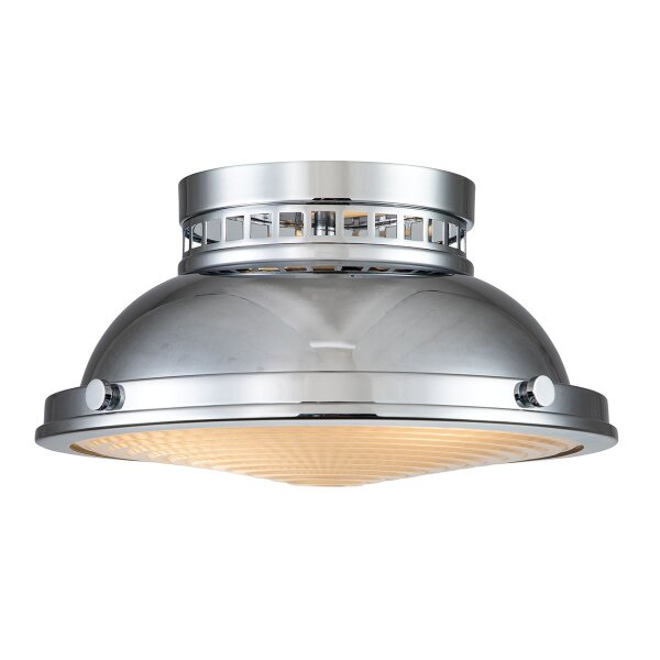 Deckenleuchte Industrial E27 Ø 32 cm rund Chrom Glas Metall