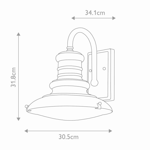 Außenlampe Wand IP44 in Messing antik E27 Glas Aluminium