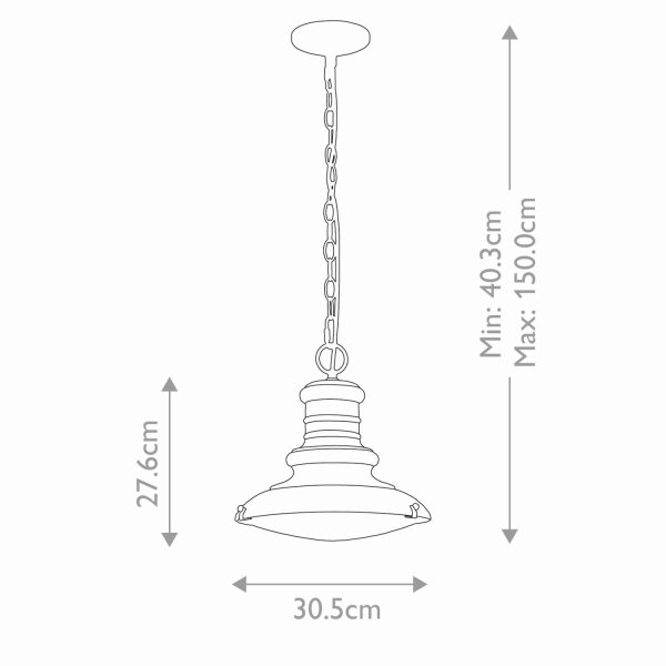 Außenlampe IP44 D: 30,5 cm E27 in Messing antik Vintage