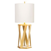 Tischlampe Messing gebürstet Weiß E27 87 cm...