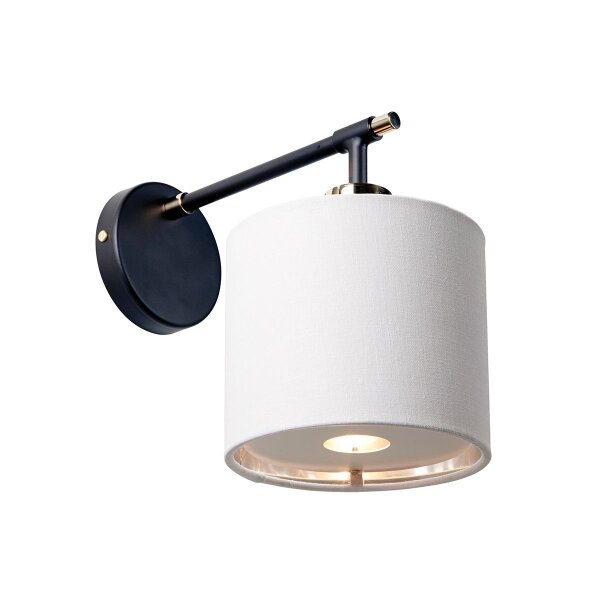 Wandlampe Schwarz Weiß Nickel poliert E27 Stoff Metall