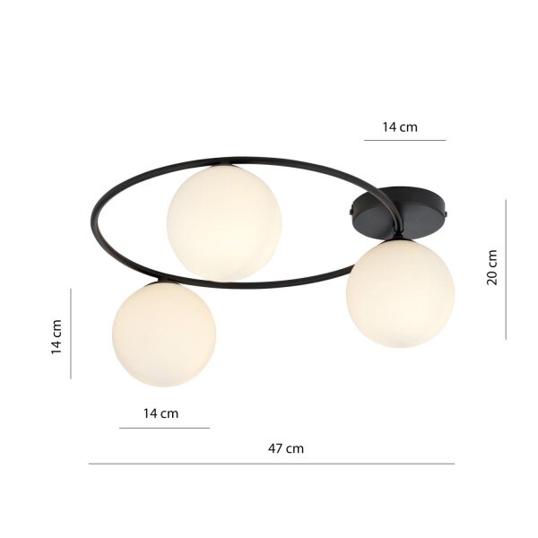 Deckenlampe Schwarz Weiß H: 20 cm Ø 47 cm LIBORIO