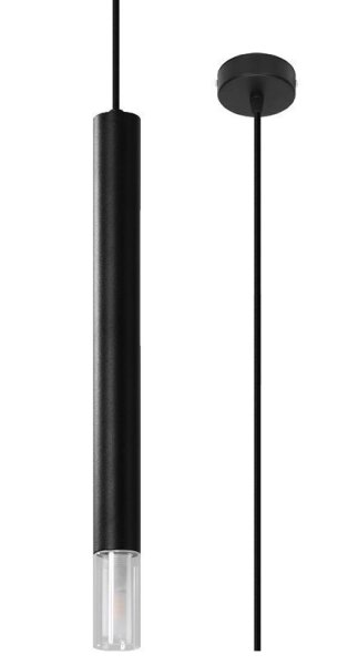 Hängeleuchte Schwarz Zylinder Ø 4 cm schmal Metall Glas