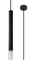 H&auml;ngeleuchte Schwarz Zylinder &Oslash; 4 cm schmal Metall Glas