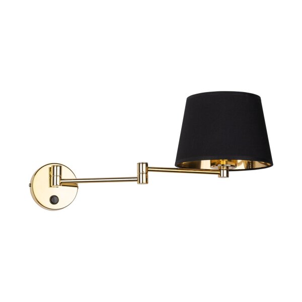 Wandlampe Schlafzimmer Schwenkarm Schalter E27 Gold Schwarz