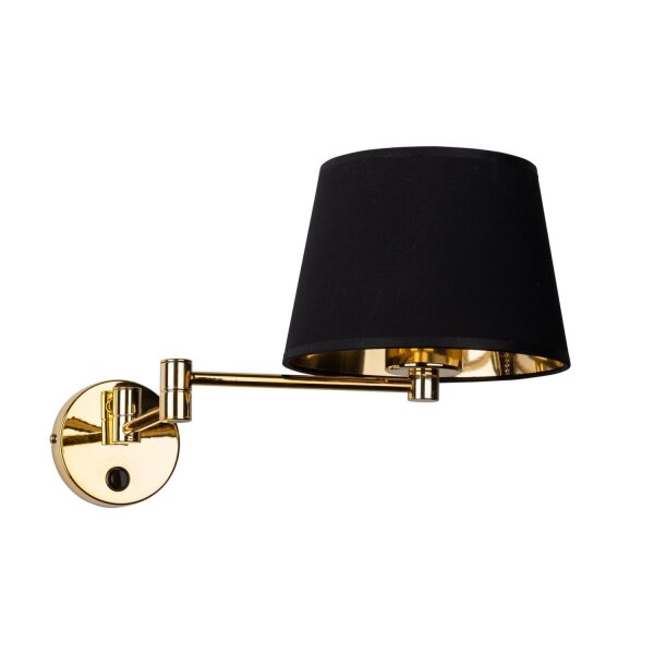 Wandlampe Schlafzimmer Schwenkarm Schalter E27 Gold Schwarz