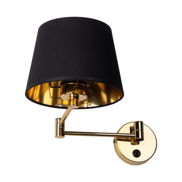 Wandlampe Schlafzimmer Schwenkarm Schalter E27 Gold Schwarz