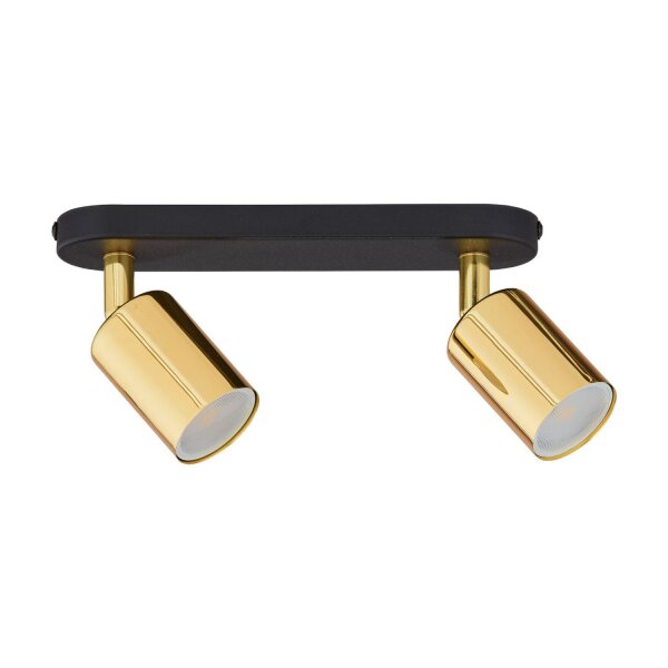 Deckenstrahler 2-flammig GU10 Metall Schwarz Gold