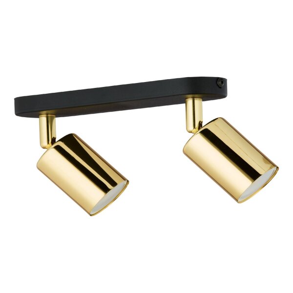 Deckenstrahler 2-flammig GU10 Metall Schwarz Gold