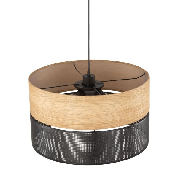 Hängeleuchte Schwarz Natur Ø 50 cm verstellbar 3x E27 Modern