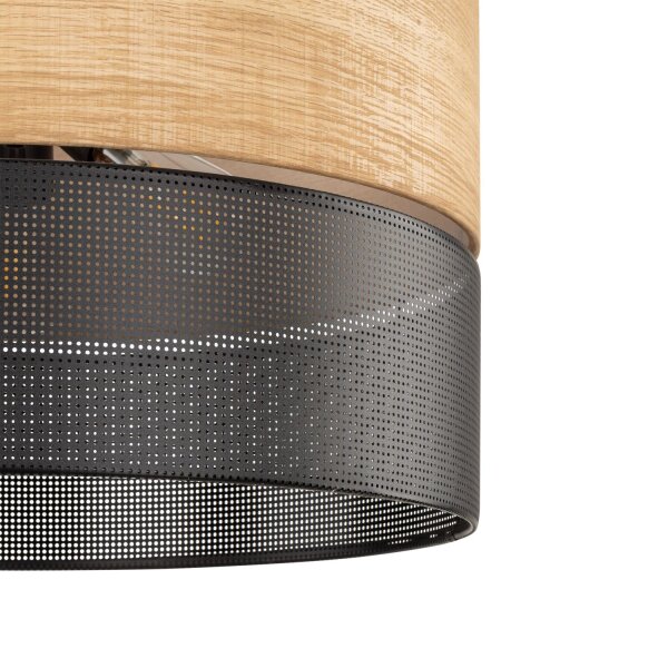 Hängeleuchte Schwarz Natur Ø 50 cm verstellbar 3x E27 Modern