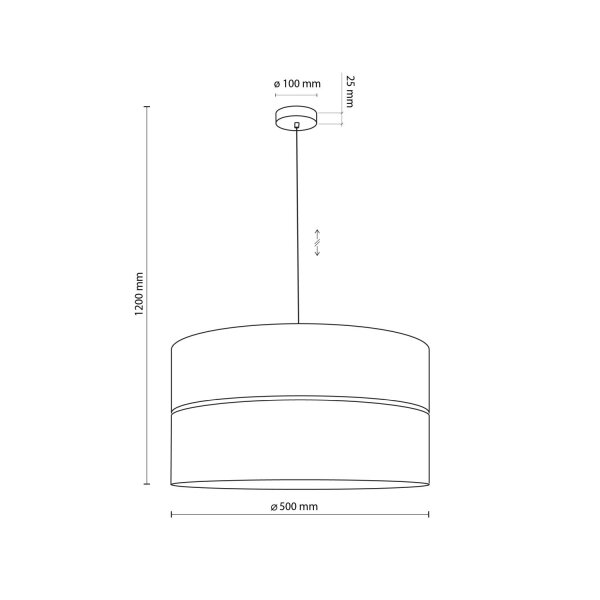Hängeleuchte Schwarz Natur Ø 50 cm verstellbar 3x E27 Modern