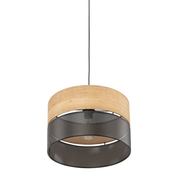 Hängelampe verstellbar E27 Ø 38 cm Schwarz Natur CANTU