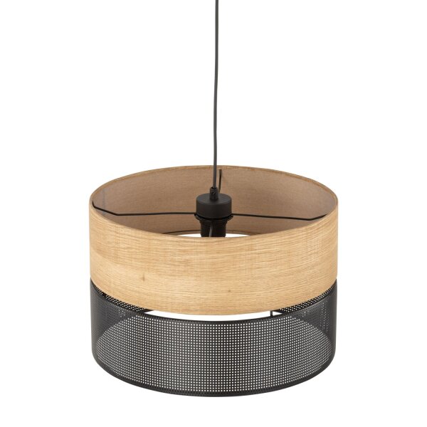 Hängelampe verstellbar E27 Ø 38 cm Schwarz Natur CANTU