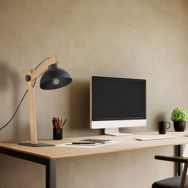 Schreibtischlampe Holz Metall 52 cm verstellbar Junges Wohnen